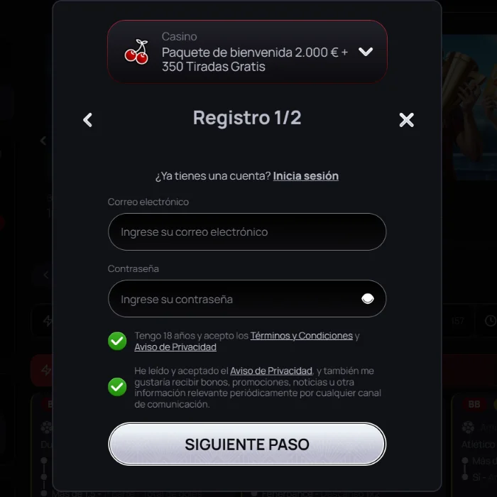 Registro e inicio de sesión en Casinova